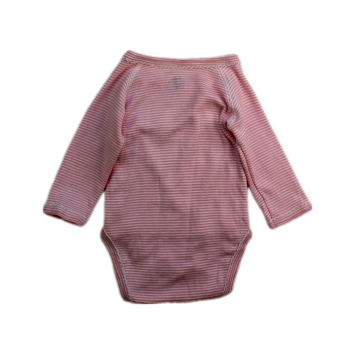 A Pink Long Sleeve Bodysuits from Petit Bateau in size Newborn for girl. (Back View)