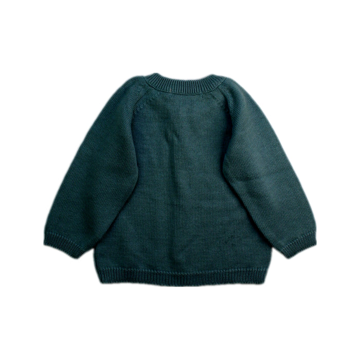 A Teal Cardigans from Dona Carmen in size 6-12M for girl. (Back View)