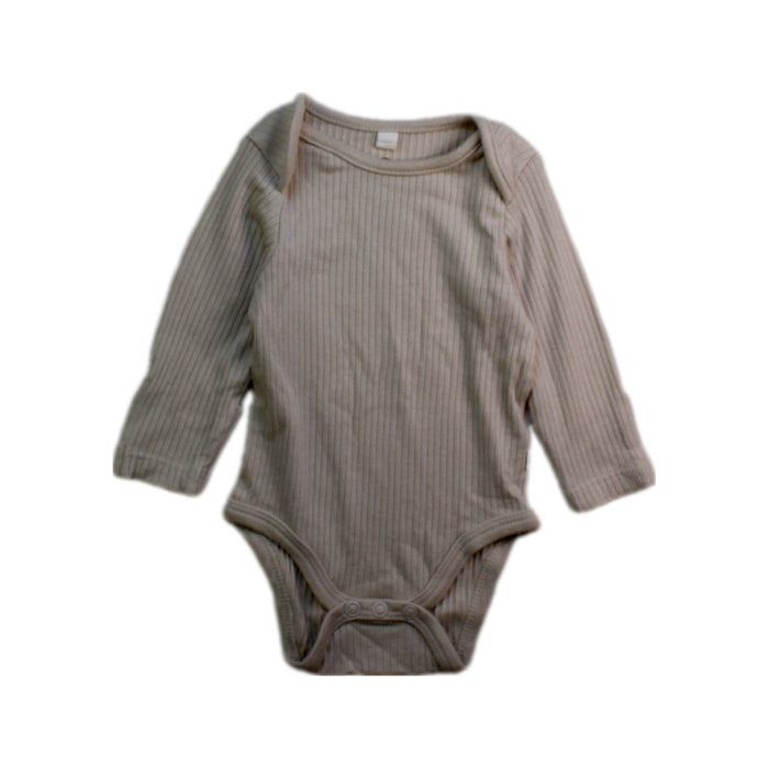 A Beige Long Sleeve Bodysuits from Mori in size 0-3M for neutral. (Front View)