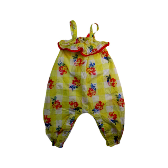 A Yellow Sleeveless Rompers from Joules in size 12-18M for girl. (Front View)