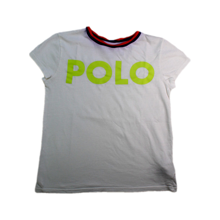 A White Short Sleeve T Shirts from Polo Ralph Lauren in size 8Y for girl. (Front View)