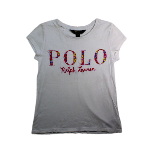 A White Short Sleeve T Shirts from Polo Ralph Lauren in size 7Y for girl. (Front View)