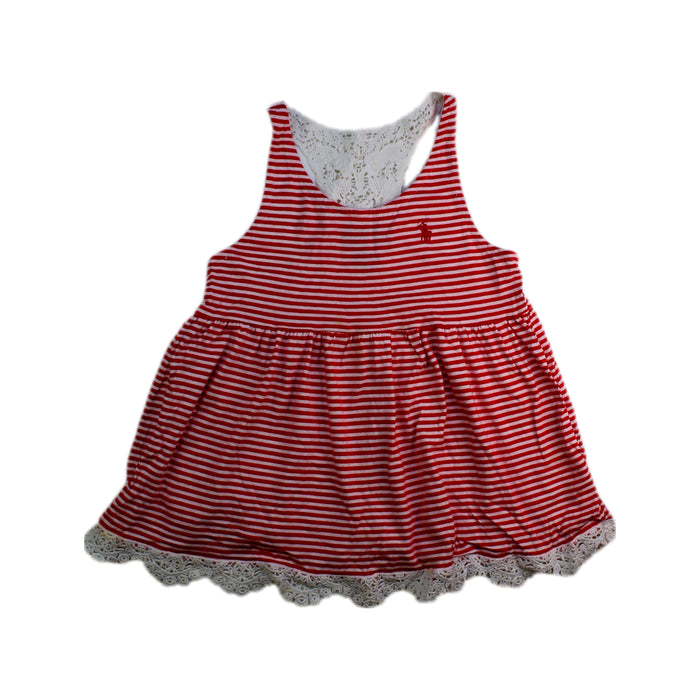A Red Sleeveless Tops from Polo Ralph Lauren in size 6T for girl. (Front View)