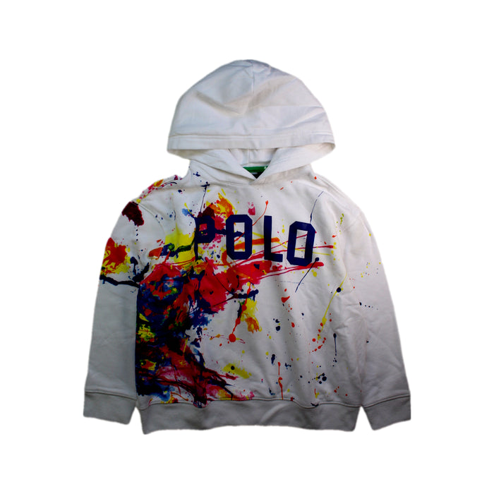 A White Hooded Sweatshirts from Polo Ralph Lauren in size 8Y for boy. (Front View)