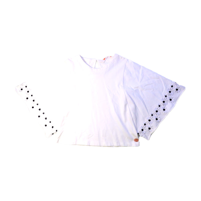 A White Long Sleeve Tops from As Know As Ponpoko in size 4T for girl. (Front View)