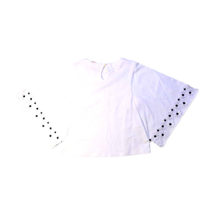 A White Long Sleeve Tops from As Know As Ponpoko in size 4T for girl. (Back View)