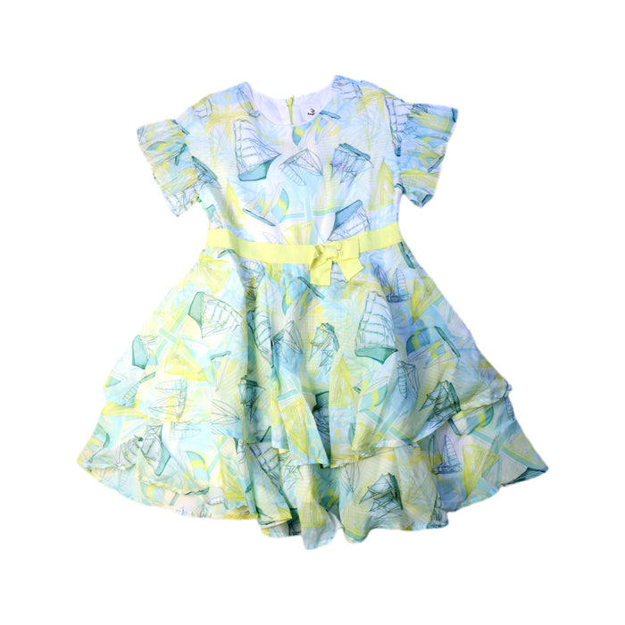 A Multicolour Short Sleeve Dresses from Kingkow in size 7Y for girl. (Front View)