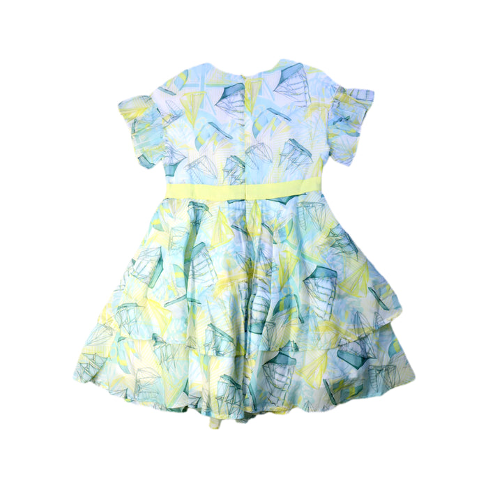 A Multicolour Short Sleeve Dresses from Kingkow in size 7Y for girl. (Back View)