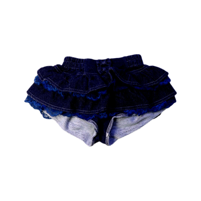 A Blue Bloomers from Chickeeduck in size 18-24M for girl. (Front View)
