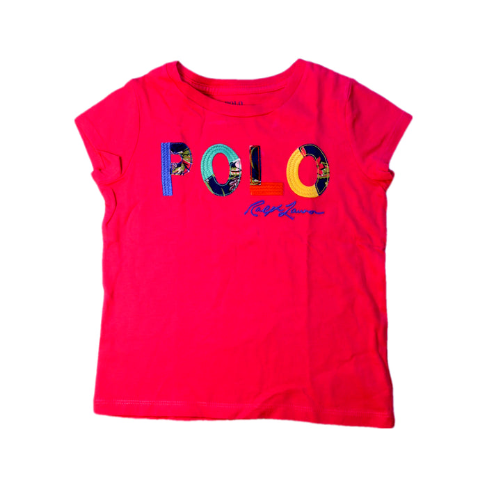 A Pink Short Sleeve T Shirts from Polo Ralph Lauren in size 3T for girl. (Front View)
