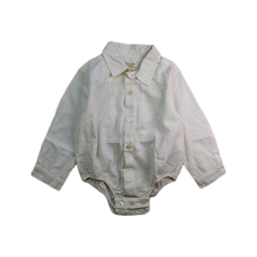 A Ivory Long Sleeve Bodysuits from Gocco in size 6-12M for boy. (Front View)