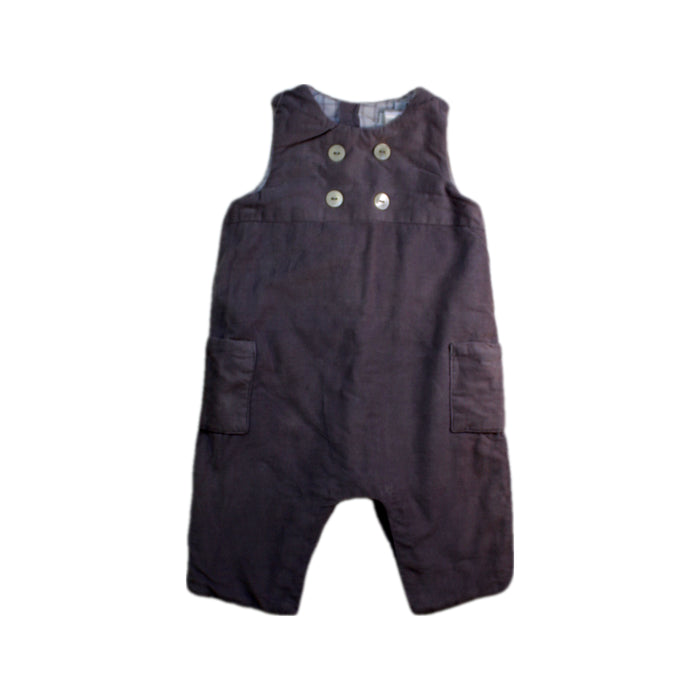 A Brown Long Overalls from Jacadi in size 0-3M for boy. (Front View)