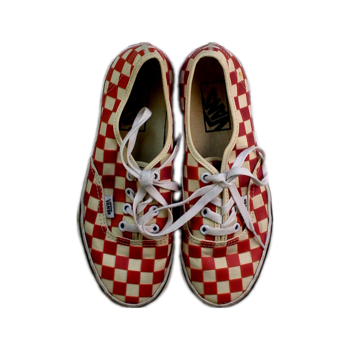A Red Sneakers from Vans in size 12Y for neutral. (Back View)