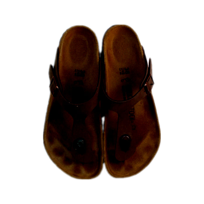 A Brown Sandals from Birkenstock in size 12Y for neutral. (Back View)