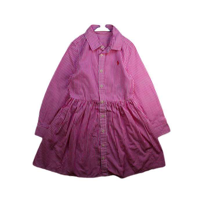 A Pink Long Sleeve Dresses from Polo Ralph Lauren in size 4T for girl. (Front View)