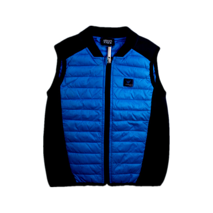 A Blue Outerwear Vests from Armani in size 4T for boy. (Front View)