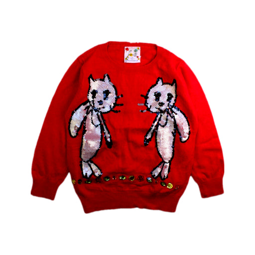 A Red Knit Sweaters from Lovie by Mary J in size 3T for girl. (Front View)