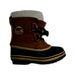 A Brown Winter Boots from Sorel in size 4T for neutral. (Front View)