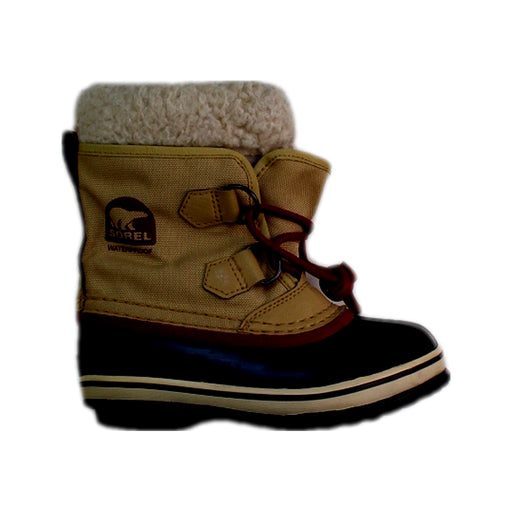 A Beige Winter Boots from Sorel in size 5T for neutral. (Front View)