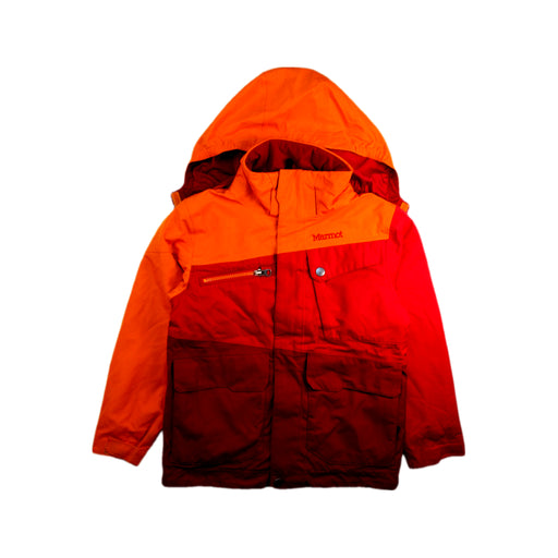 A Orange Rain Jackets from Marmot in size 6T for neutral. (Front View)