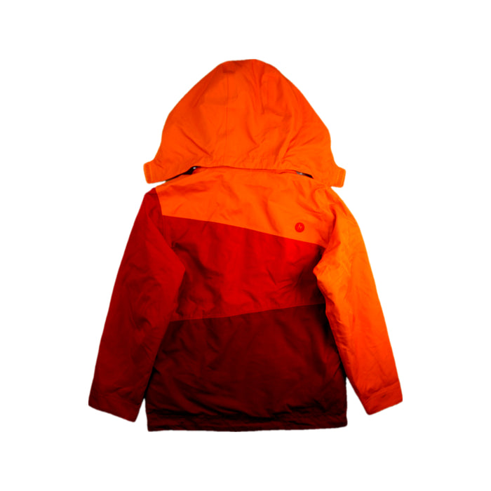 A Orange Rain Jackets from Marmot in size 6T for neutral. (Back View)