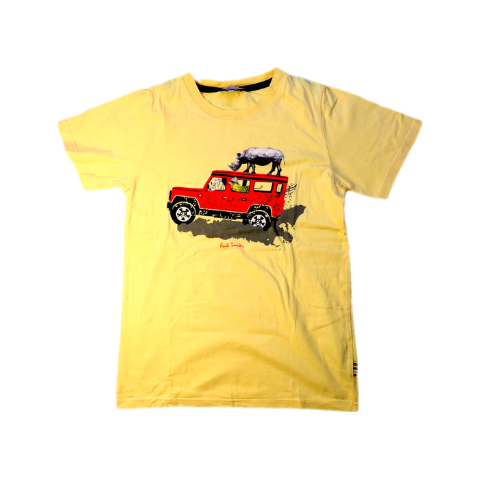 A Yellow Short Sleeve T Shirts from Paul Smith in size 6T for boy. (Front View)