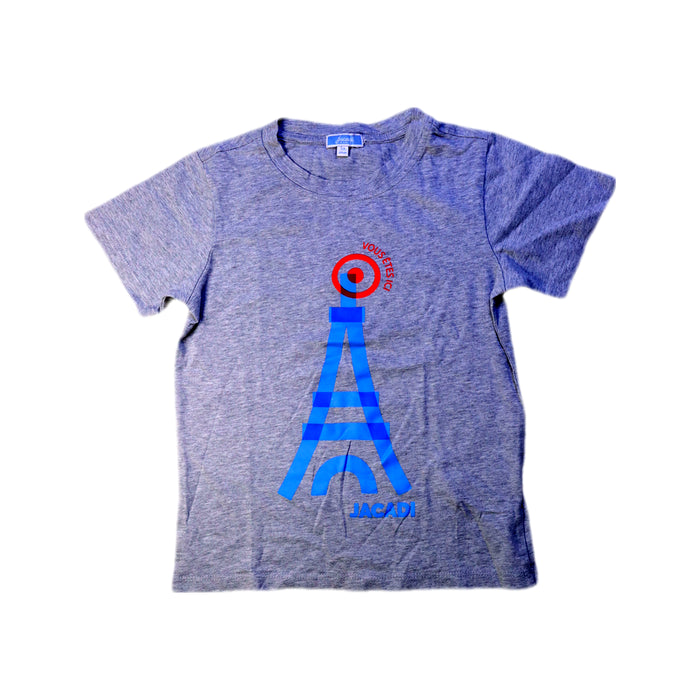 A Grey Short Sleeve T Shirts from Jacadi in size 5T for boy. (Front View)