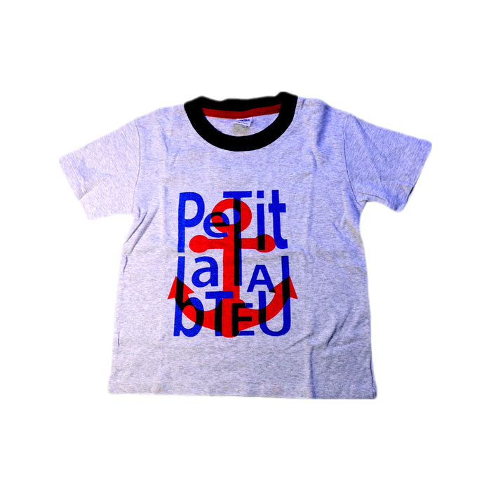 A Grey Short Sleeve T Shirts from Petit Bateau in size 6T for boy. (Front View)