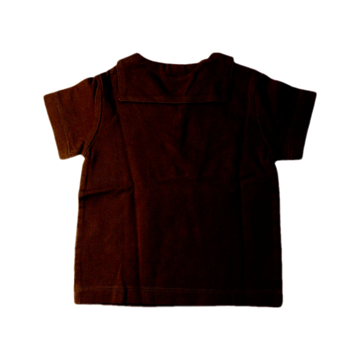 A Brown Short Sleeve Polos from Petit Bateau in size 6-12M for boy. (Back View)
