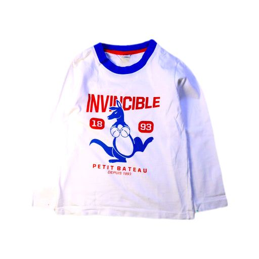 A White Long Sleeve T Shirts from Petit Bateau in size 5T for boy. (Front View)