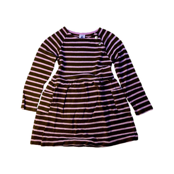A Brown Long Sleeve Dresses from Petit Bateau in size 4T for girl. (Front View)