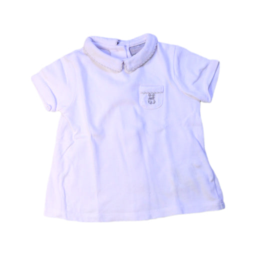A White Short Sleeve Polos from Cyrillus in size 6-12M for girl. (Front View)