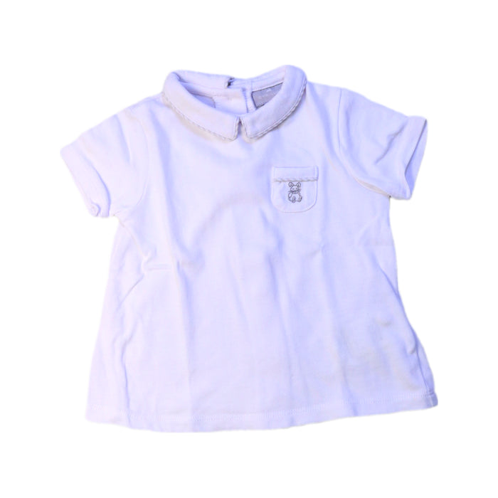 A White Short Sleeve Polos from Cyrillus in size 6-12M for girl. (Front View)