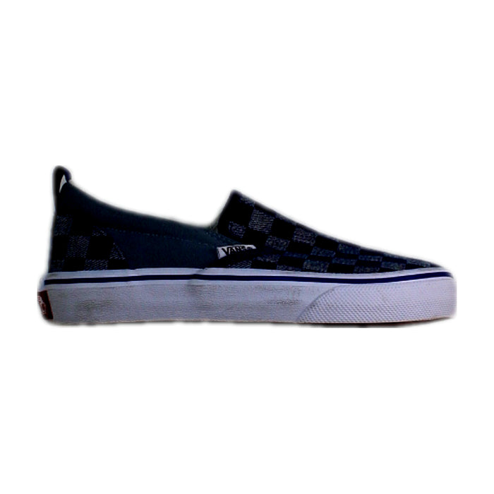 A Navy Slip Ons from Vans in size 7Y for neutral. (Front View)