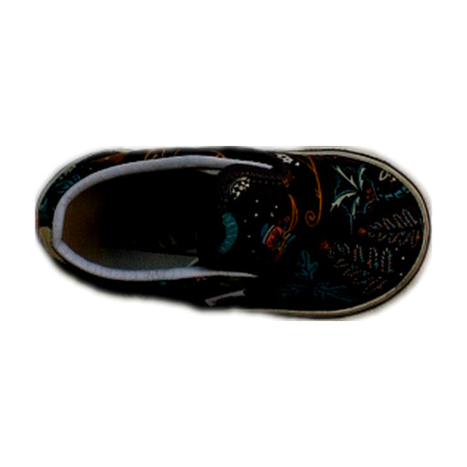 A Black Slip Ons from Vans in size 18-24M for boy. (Front View)