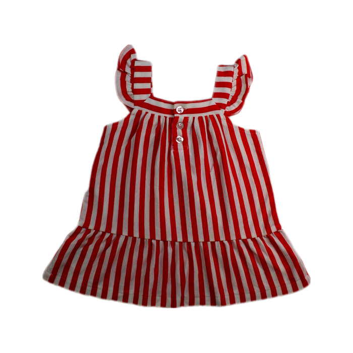 A Red Sleeveless Dresses from Seed in size 0-3M for girl. (Back View)