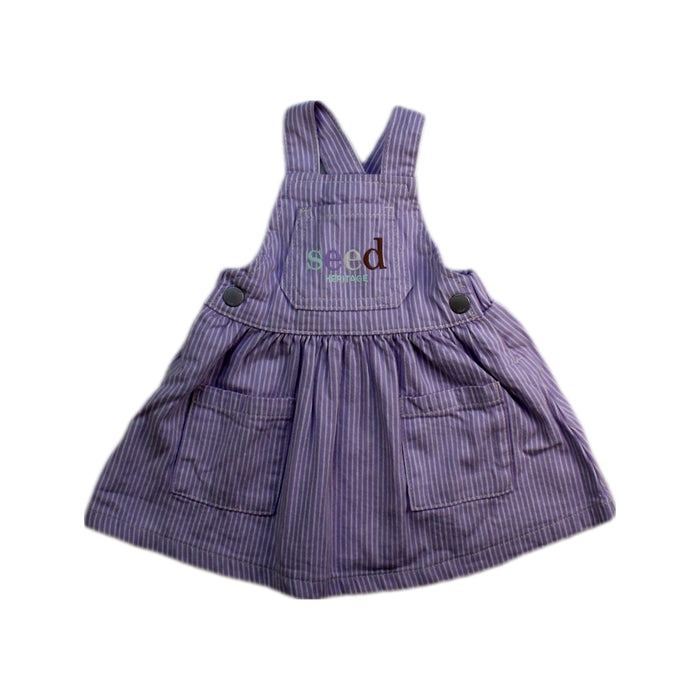A Purple Overall Dresses from Seed in size 0-3M for girl. (Front View)