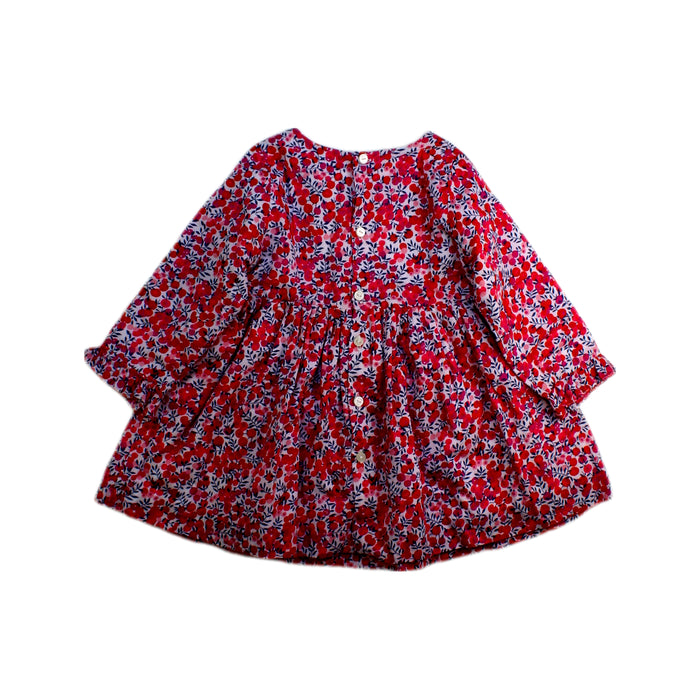 A Red Long Sleeve Dresses from Jacadi in size 6-12M for girl. (Back View)