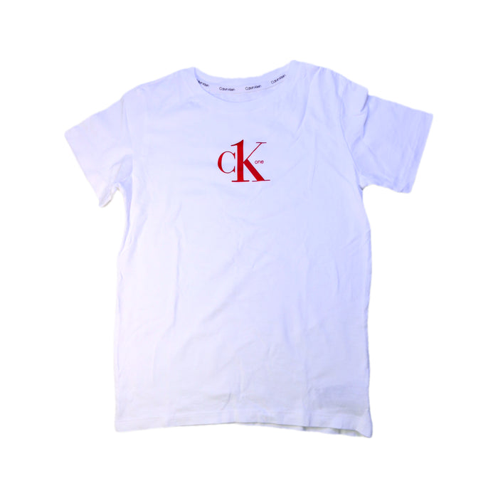 A White Short Sleeve T Shirts from Calvin Klein in size 8Y for neutral. (Front View)