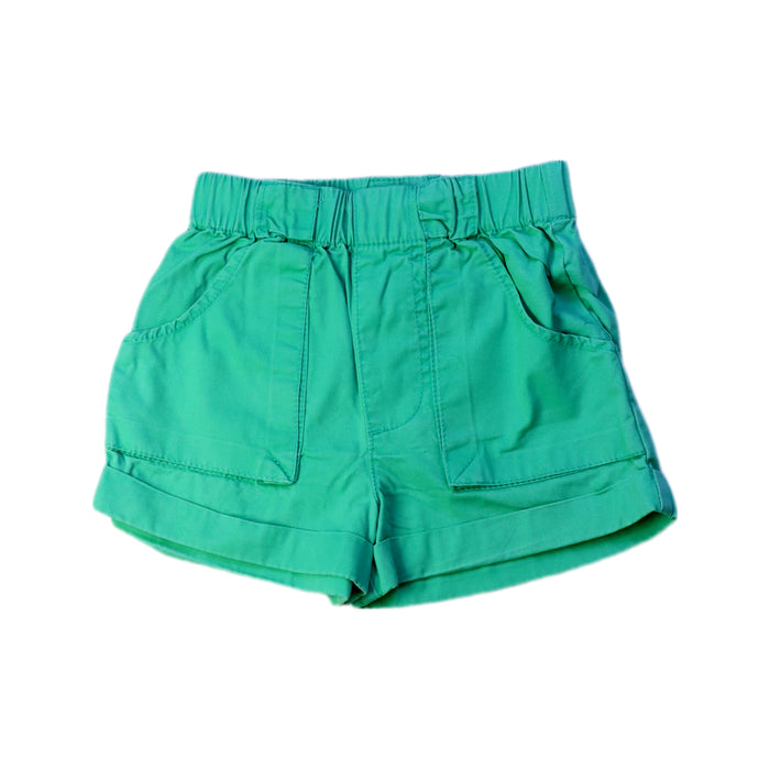 A Green Shorts from Seed in size 2T for neutral. (Front View)