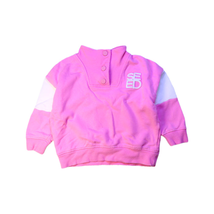 A Pink Buttoned Sweatshirts from Seed in size 2T for girl. (Front View)