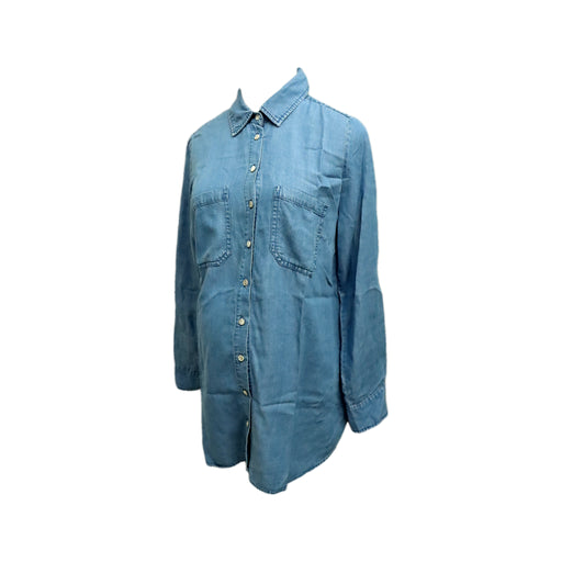 A Blue Long Sleeve Shirts from Isabella Oliver in size Maternity-XS for maternity. (Front View)