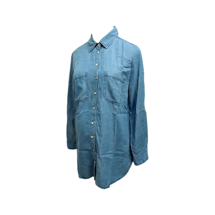 A Blue Long Sleeve Shirts from Isabella Oliver in size Maternity-XS for maternity. (Front View)
