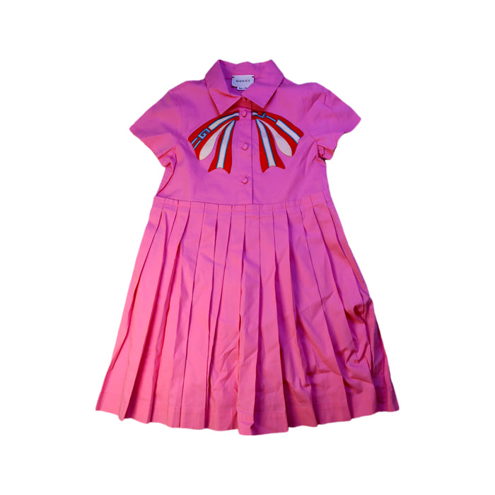 A Pink Short Sleeve Dresses from Gucci in size 6T for girl. (Front View)