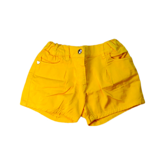 A Yellow Shorts from Moschino in size 6T for girl. (Front View)
