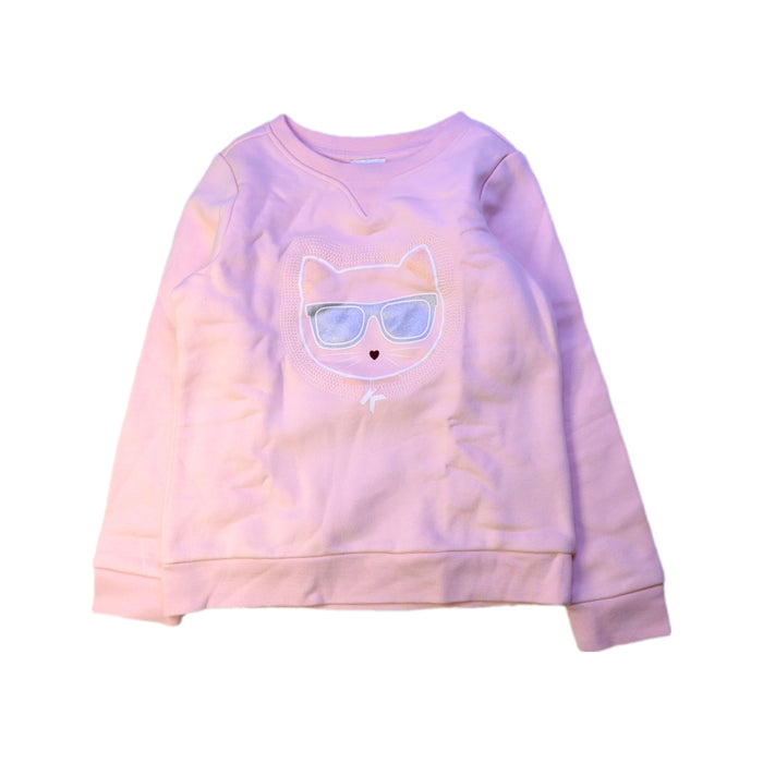 A Pink Crewneck Sweatshirts from Karl Lagerfeld in size 6T for girl. (Front View)