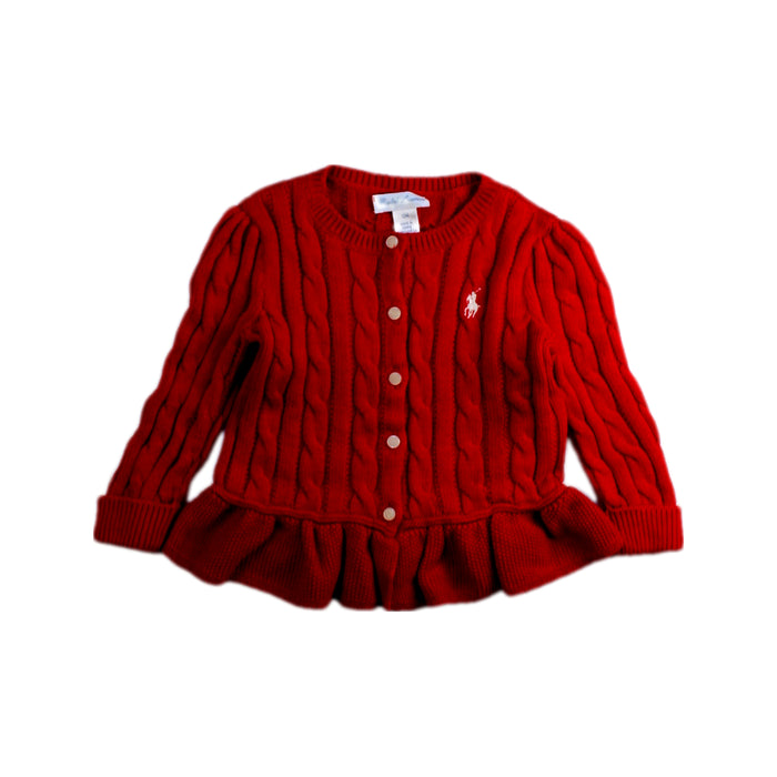 A Red Cardigans from Ralph Lauren in size 6-12M for girl. (Front View)