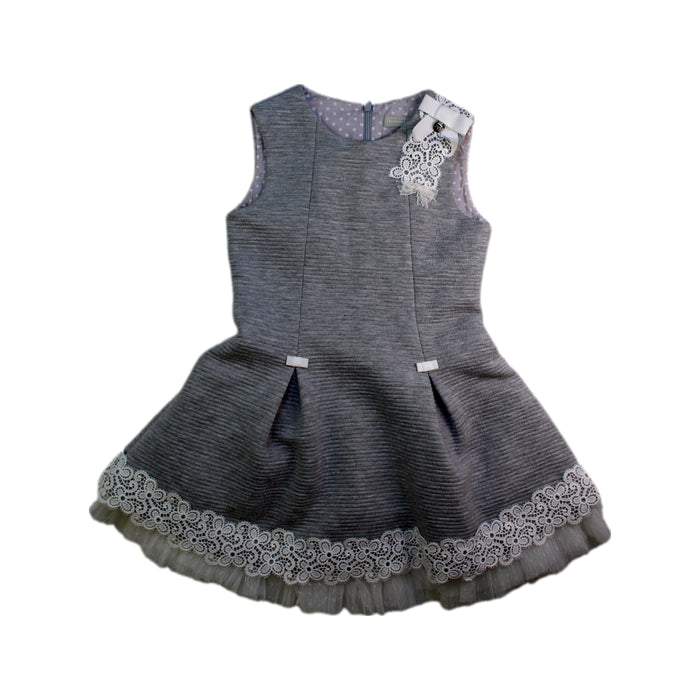 A Grey Sleeveless Dresses from Nicholas & Bears in size 6T for girl. (Front View)