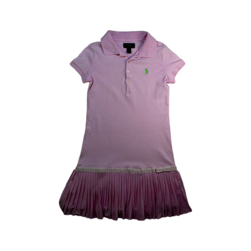 A Pink Short Sleeve Dresses from Polo Ralph Lauren in size 7Y for girl. (Front View)