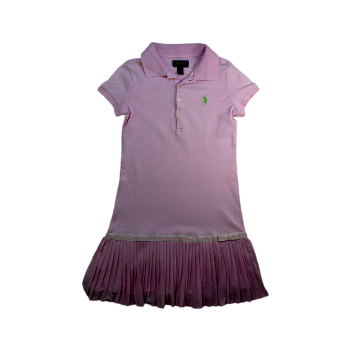 A Pink Short Sleeve Dresses from Polo Ralph Lauren in size 7Y for girl. (Front View)